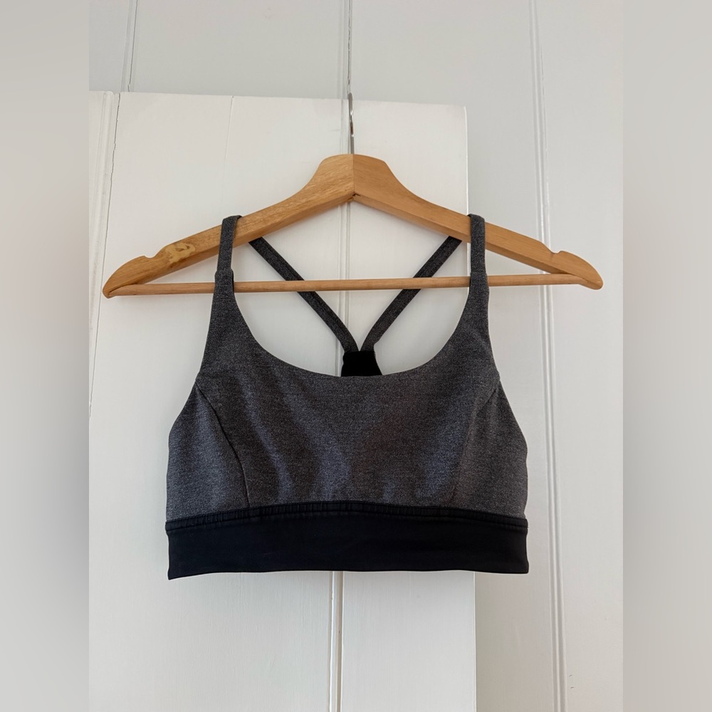 lululemon athletica Gray & Black Strappy Sports Bra